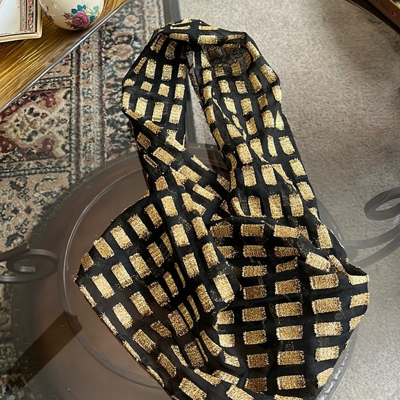 Infinity Scarf Black with Gold Metallic Thread - Picture 1 of 8